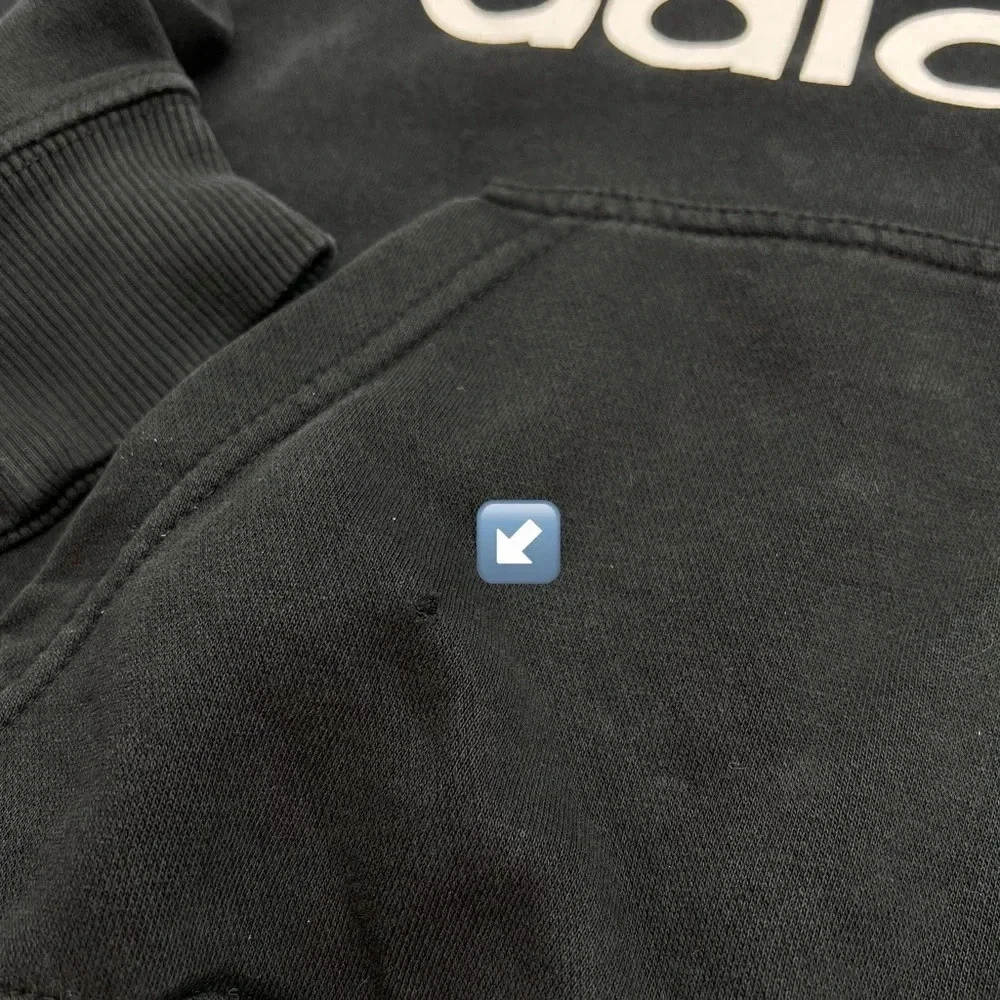 Adidas Tre-Foil Hoodie Men’s M Black Sweatshirt Spell Out Big Logo Pullover READ